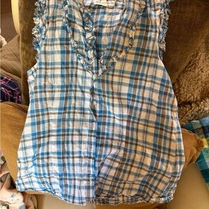 Aeropostale Blue and White Checkered Top